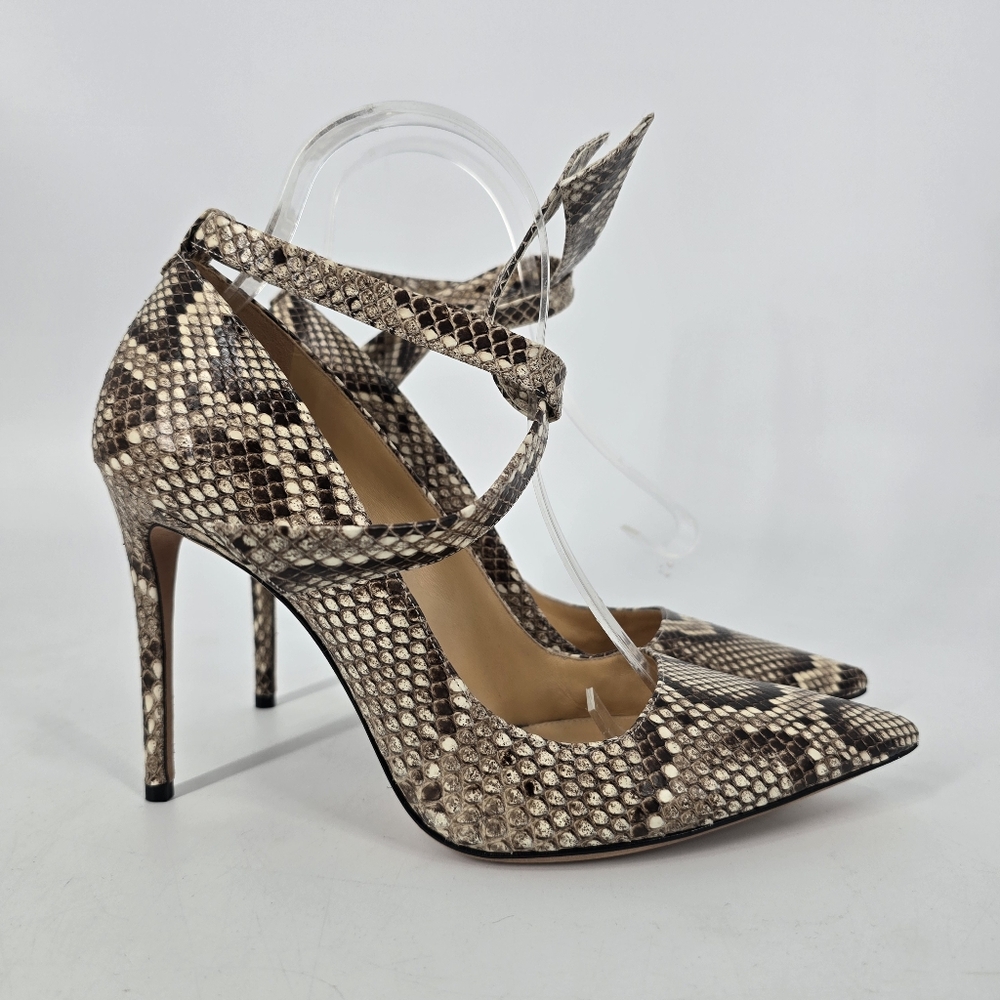 Alexandre Birman Clarita Ankle Tie Python Pumps P… - image 1